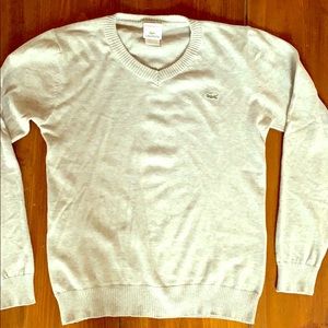Lacoste Light Gray V-Neck Sweater